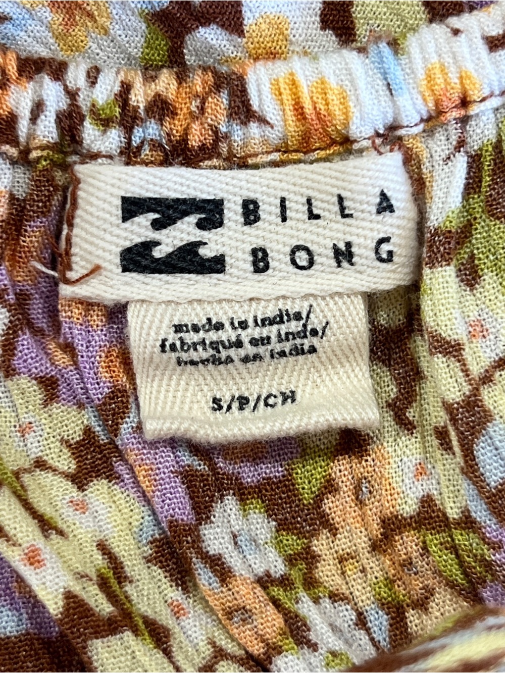 Billabong Floral Brown Pink White Spaghetti-Strap Romper - Picture 8 of 10